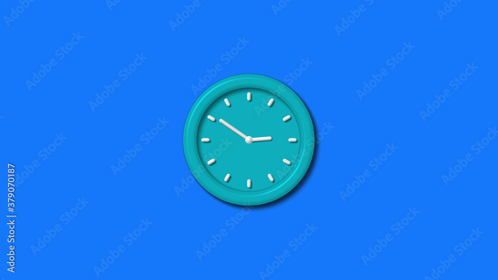 New cyan color 3d wall clock isolated on blue background,wall clock New cyan color 3d wall clock isolated on blue background,wall clock