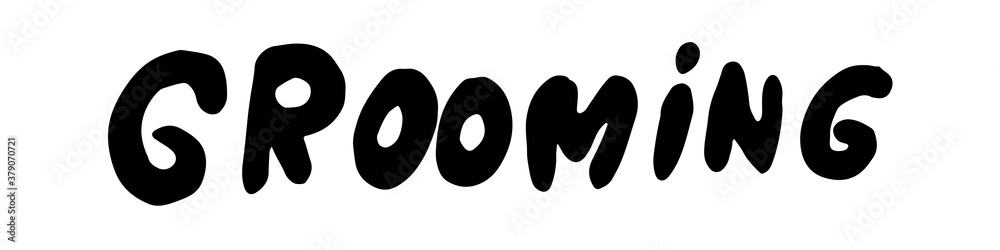 Hand drawn grooming text. Vector illustration of handlettering isolated on white background. Barber shop, pet service Hand drawn grooming text. Vector illustration of handlettering isolated on white background. Barber shop, pet service
