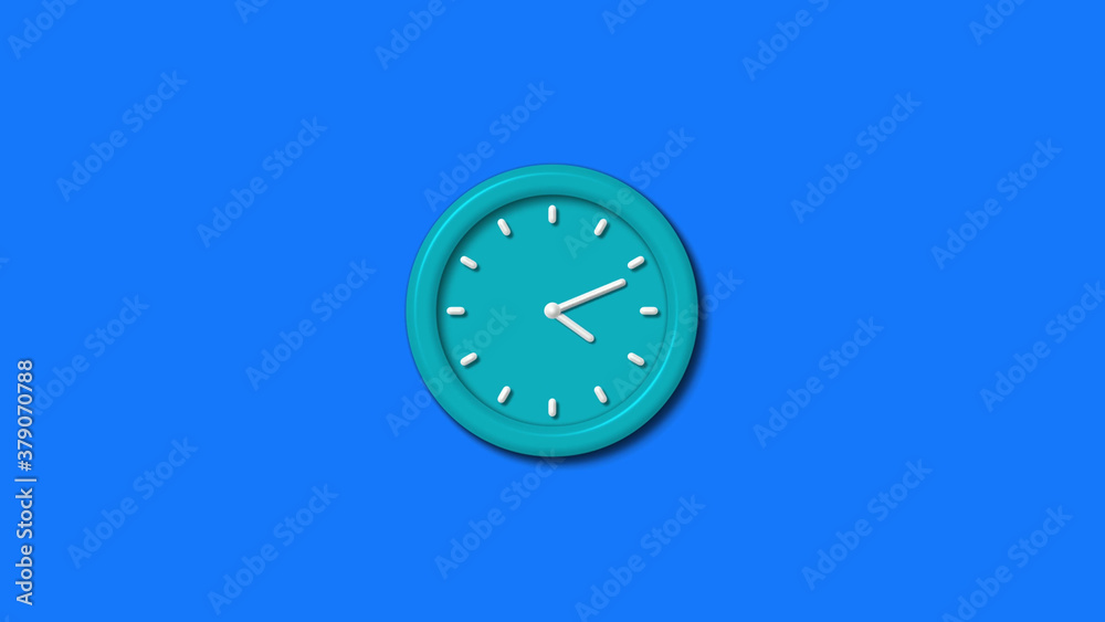 New cyan color 3d wall clock isolated on blue background,wall clock New cyan color 3d wall clock isolated on blue background,wall clock