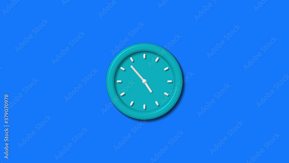 New cyan color 3d wall clock isolated on blue background,wall clock New cyan color 3d wall clock isolated on blue background,wall clock
