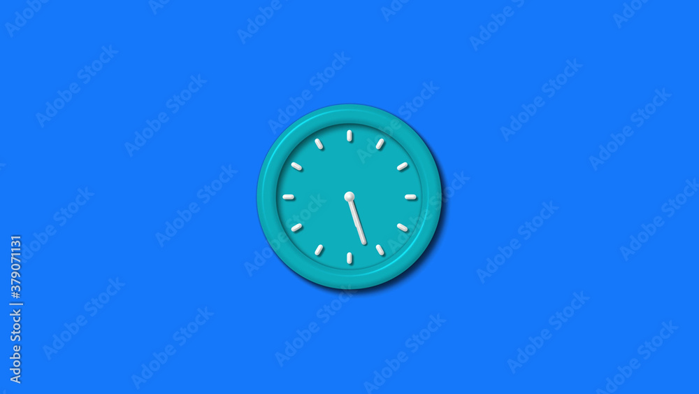 New cyan color 3d wall clock isolated on blue background,3d wall clock New cyan color 3d wall clock isolated on blue background,3d wall clock