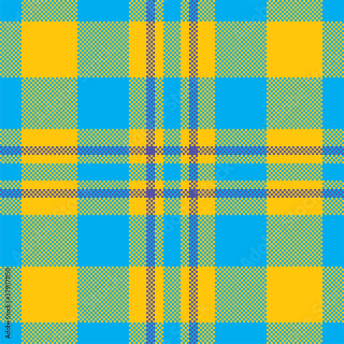 Pixel background vector design. Modern seamless pattern plaid. Square texture fabric. Tartan scottish textile. Beauty color madras ornament.