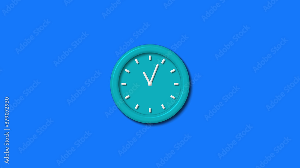 New cyan color 3d wall clock isolated on blue background,3d wall clock New cyan color 3d wall clock isolated on blue background,3d wall clock