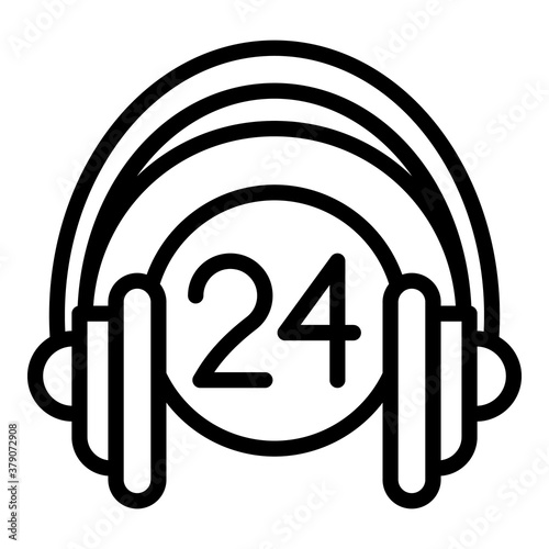 24 hours call center icon. Outline 24 hours call center vector icon for web design isolated on white background
