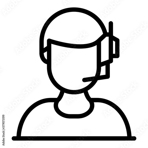 Man headset icon. Outline man headset vector icon for web design isolated on white background