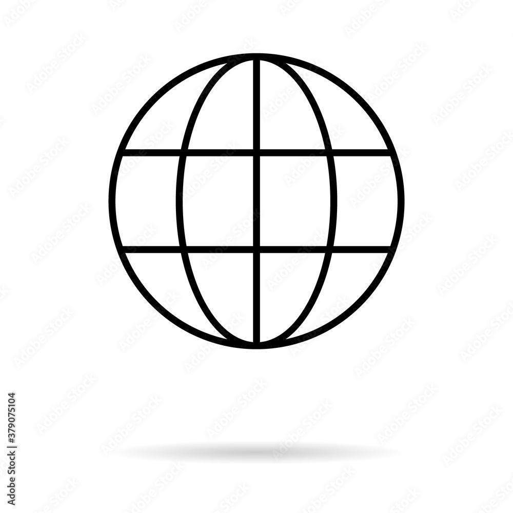 WWW world wide web site symbol, Internet map icon, website address globe, flat outline sign WWW world wide web site symbol, Internet map icon, website address globe, flat outline sign