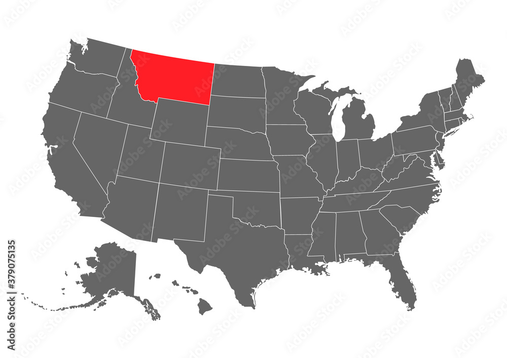 Montana vector map. High detailed illustration. United state of America country