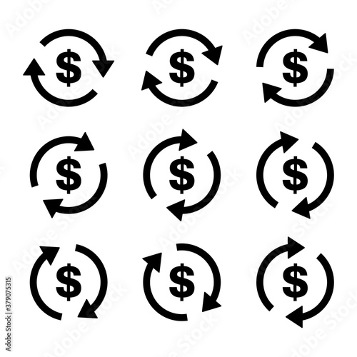 Set of dollar money icon, Collection of usd business sign, market economy vector illustration