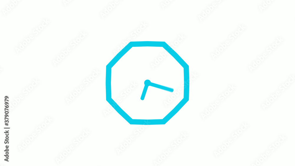 Fototapeta premium Amazing cyan color counting down clock icon on white background,clock icon without trick