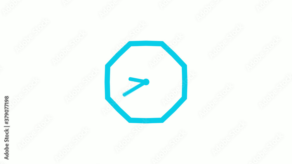 Amazing cyan color counting down clock icon on white background,clock icon without trick Amazing cyan color counting down clock icon on white background,clock icon without trick