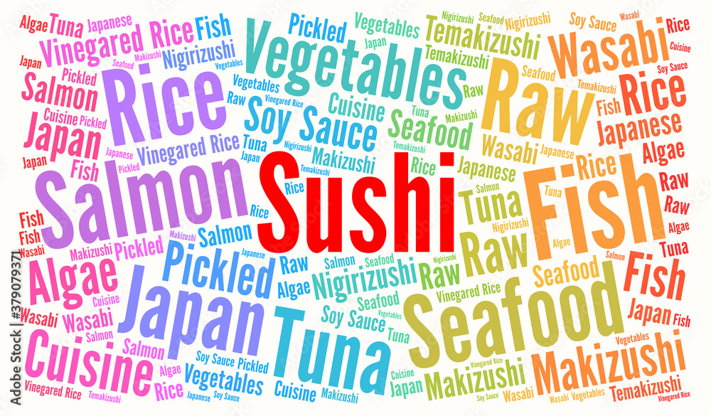 Sushi word cloud concept Sushi word cloud concept