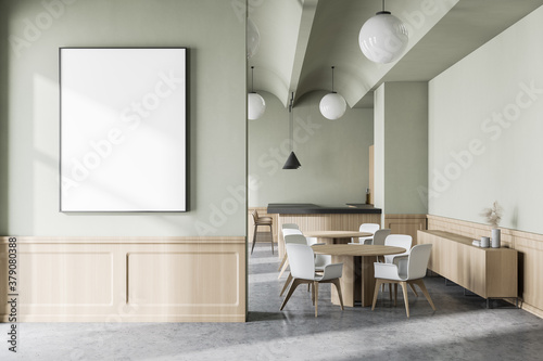 Poster in white cafe interior
