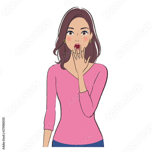 A beautiful woman with brown skin shocked and surprised