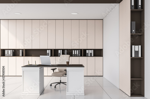 Wallpaper Mural Modern white and beige CEO office, side view Torontodigital.ca