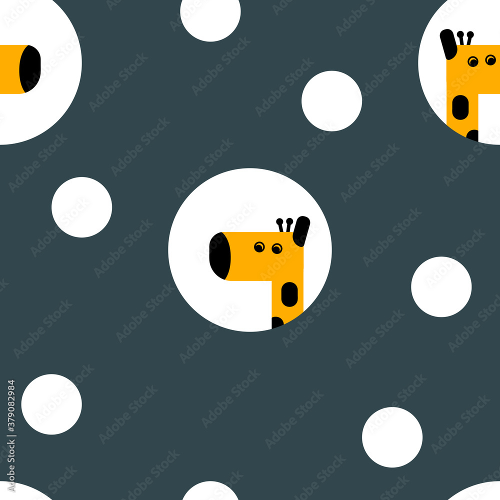 Polka dot and cute giraffe seamless pattern . Flat vector illustration for kids fabric Polka dot and cute giraffe seamless pattern . Flat vector illustration for kids fabric