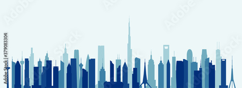 Abstract futuristic city sky with modern buildings vector wallpaper background. Vector illustration EPS 10.
