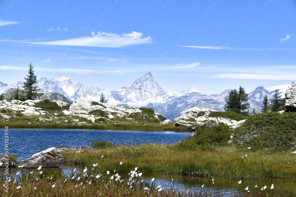 The small lake of Vallette, above Champorcher, with the Matterhorn in the background
