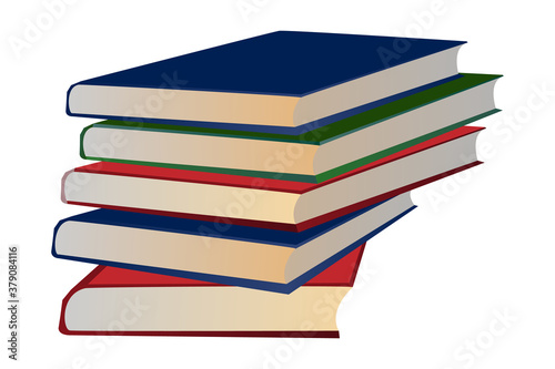 Close up a pile of colorful, hardcover textbook. School concepot. vector illustration.