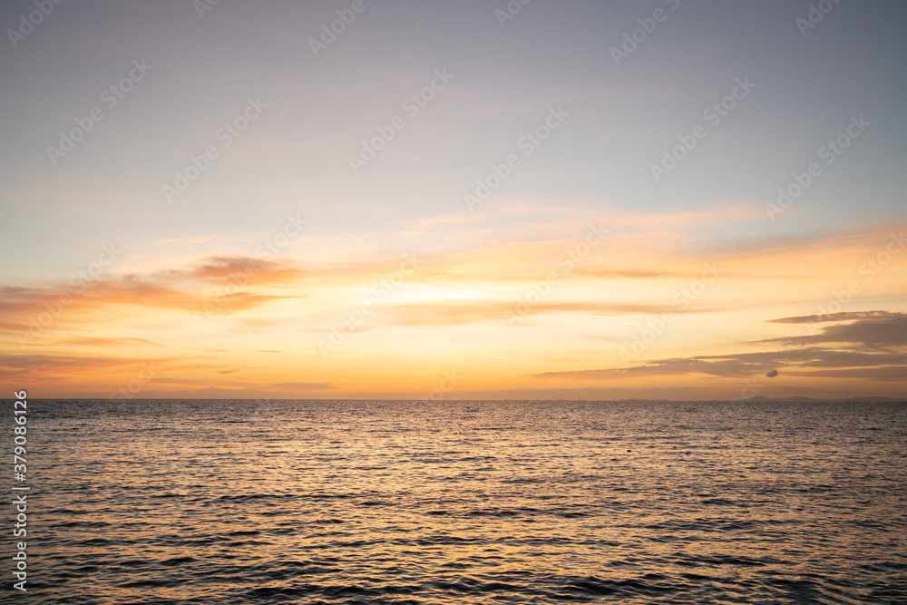 Orange Twilight  Sunset Sky Against the Sea