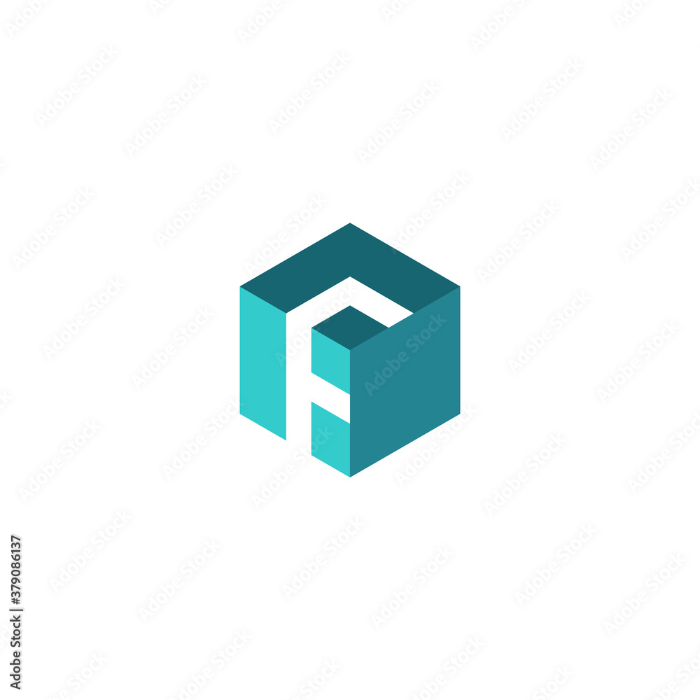 letter f logo in a three dimensions box shape letter f logo in a three dimensions box shape