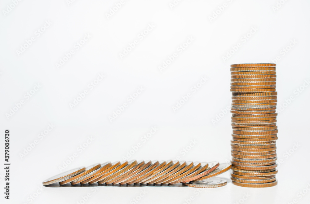 money savings plan concept. row of coins stack on white background. financial business banking for investment management success and growth. money savings plan concept. row of coins stack on white background. financial business banking for investment management success and growth.
