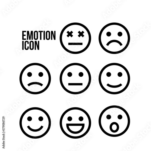 Set of Emoticon face solid icon for design website or graphic