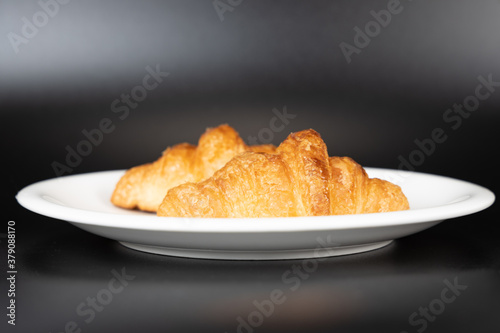 croissant bread and black background