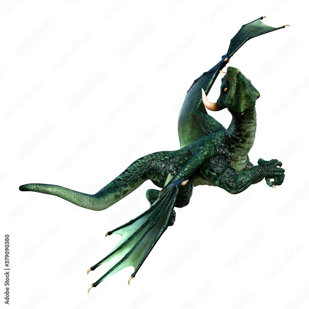 Fototapeta premium 3D Rendering Fairy Tale Dragon on White