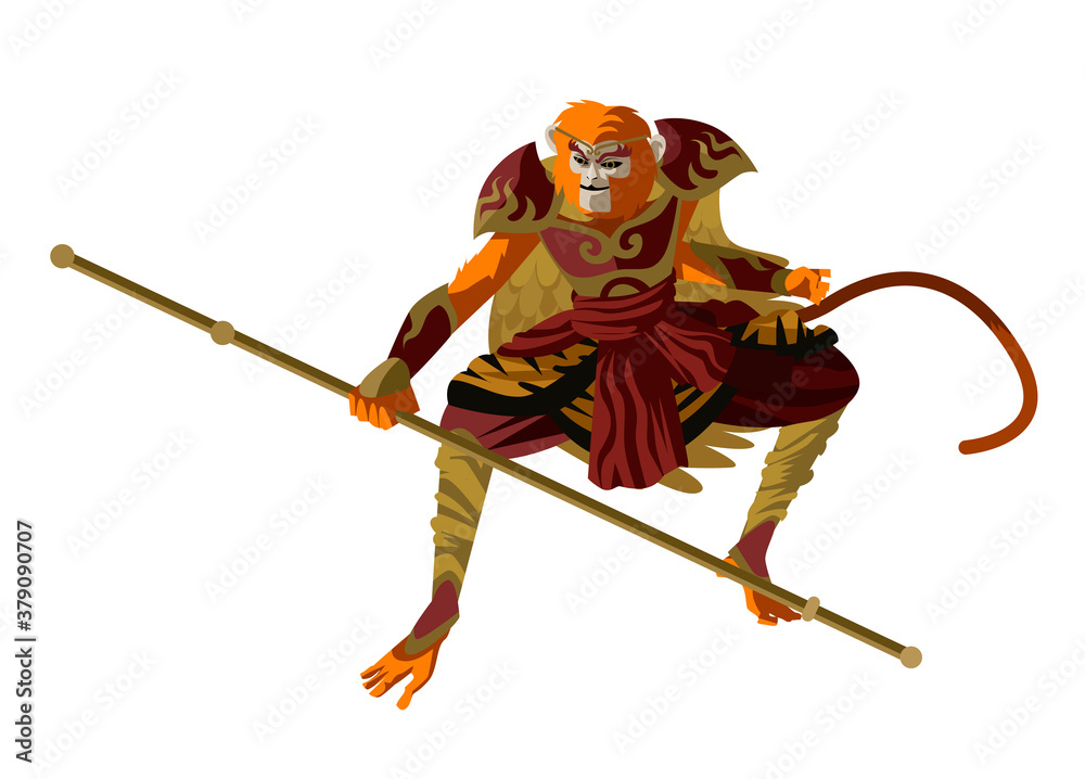 Sun Wukong the monkey king chinese mythology warrior tale Stock Vector ...