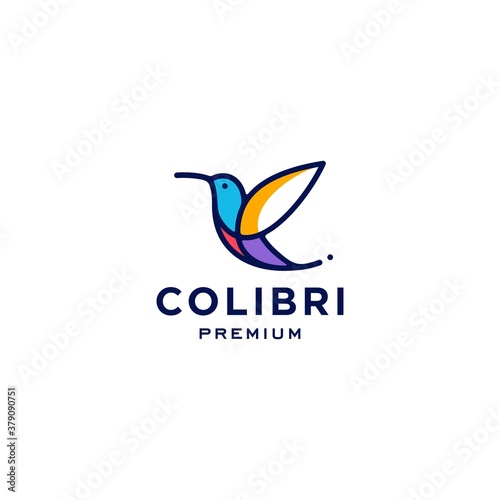 hummingbird colibri bird logo icon line abstract outline monoline vector illustration