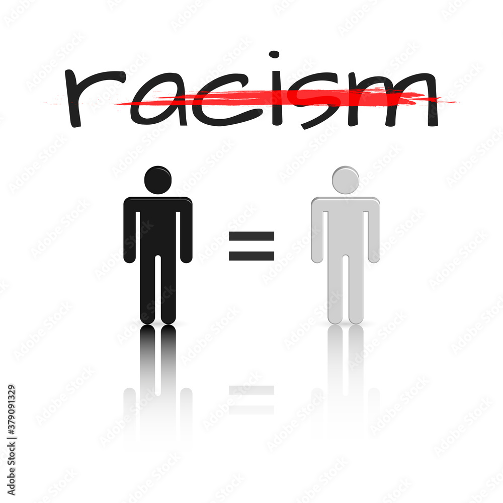 3D stick figures, racism concept, vector illustration. 3D stick figures, racism concept, vector illustration.