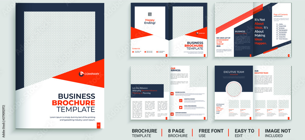 Brochure template layout design, Corporate business profile template layout 8 pages