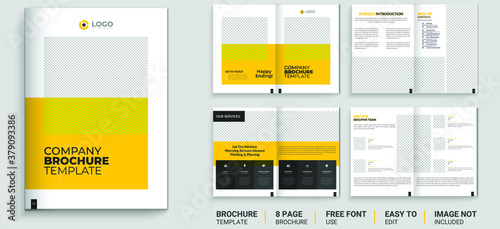Yellow-Black Modern Business Brochure Template, Minimal Company Profile Design, 8 pages