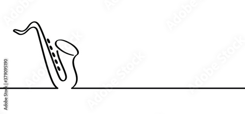 Jazz saxophone musical alto instruments line drawing pattern Musical symbol icon for staff and music note transparent background wave banner. Disco love heart sound notes. Fun sax vector sign pattern.