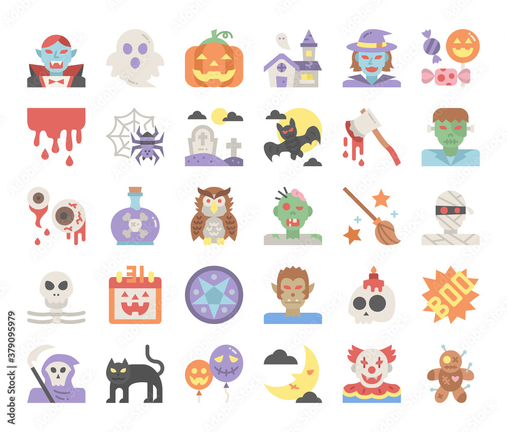 happy halloween flat vector icons happy halloween flat vector icons