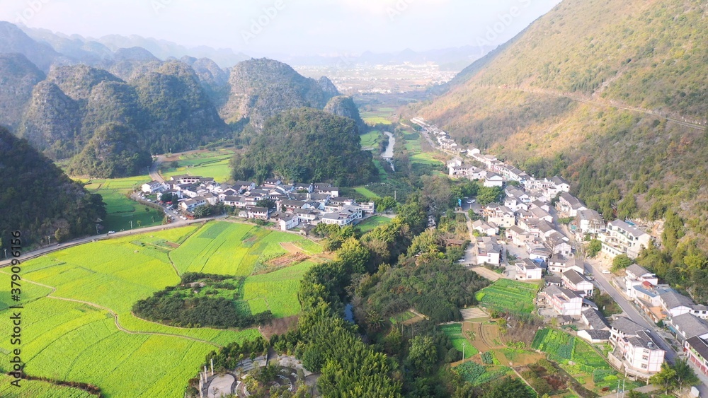 aerial view of the chinese village