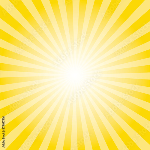 Sunburst background. School Bus yellow radiate sun beam burst effect. Sunbeam light flash boom. Sunrise glow burst. Solar radiance glare, retro design illustration.