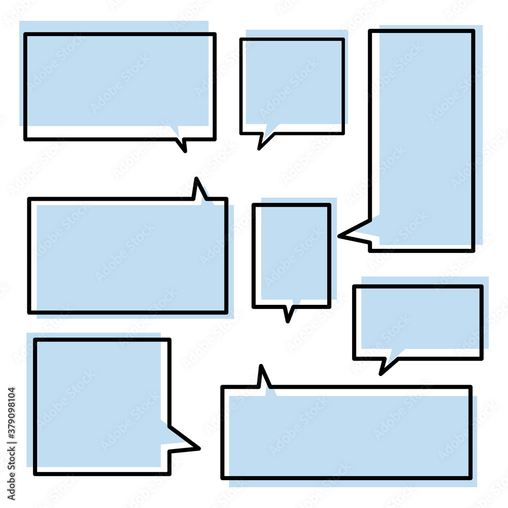 Set of vector speech bubbles. Square speech bubbles isolated on white. Set of vector speech bubbles. Square speech bubbles isolated on white.