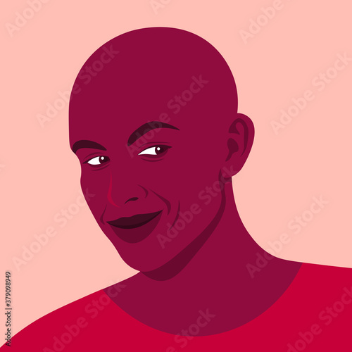 Portrait of an African cunning man. Tricky and smart guy. Cheater.  Vector flat Illustration