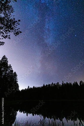 Milkyway over lake in Finland