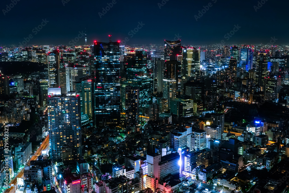 六本木ヒルズから眺める東京の夜景 六本木一丁目方面