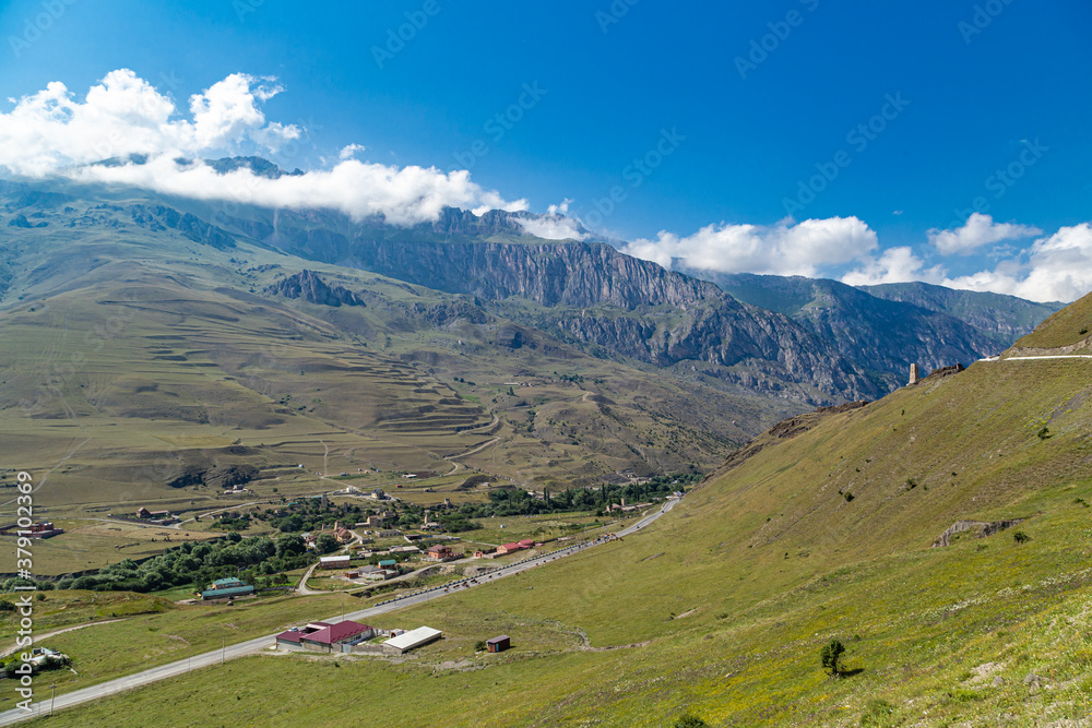 Ancient fortress and tower in the mountains of North Ossetia. Alania. Ancient fortress and tower in the mountains of North Ossetia. Alania.