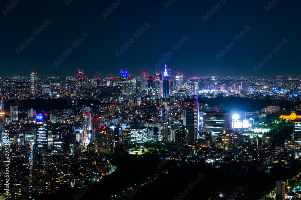 六本木ヒルズから眺める東京の夜景 新宿方面