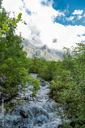 Zeygalan waterfall. The mountains of North Ossetia, summerm Russia © sedan504