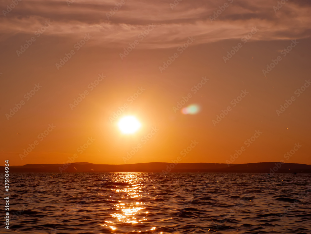 Naklejka premium View on the Balaton Lake during sunset