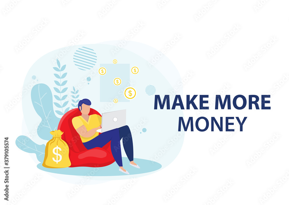 Businessman earning money from online business. Online business concept.