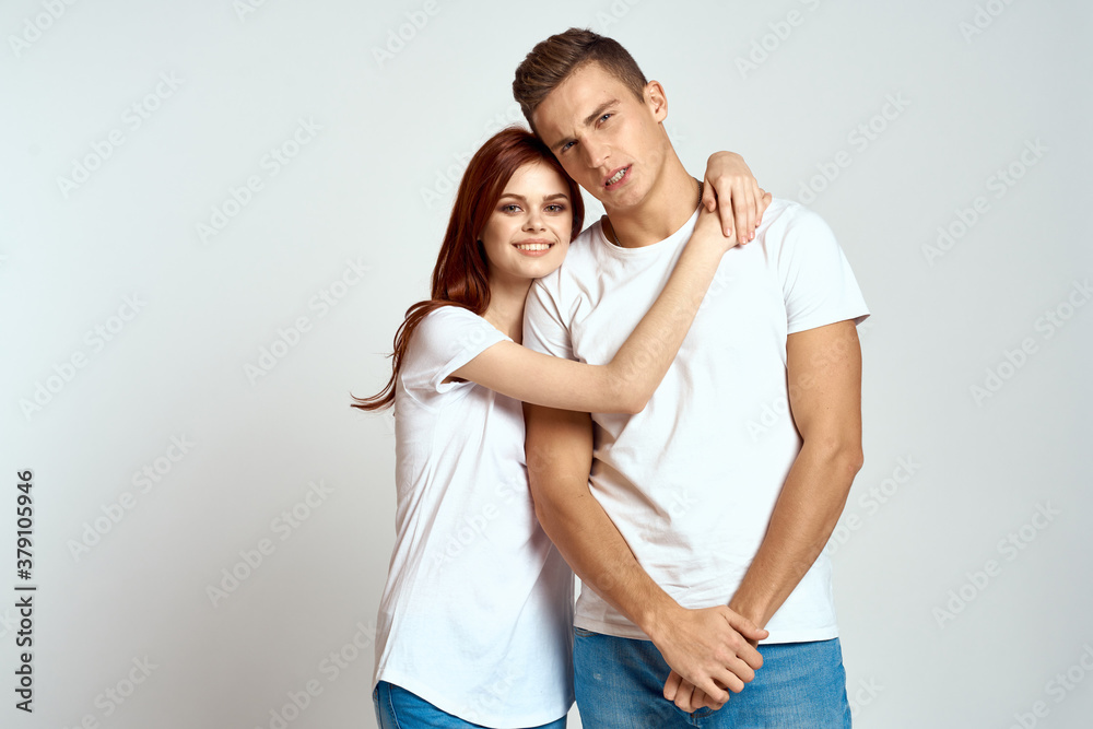 Portrait of man and woman family love emotions light background close-up cropped view Portrait of man and woman family love emotions light background close-up cropped view