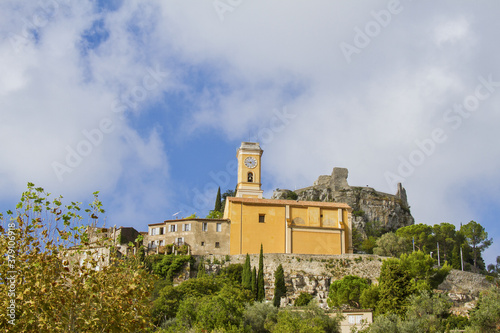 Church Our Lady of Assumption built in 1778 in Eze. Eze is a small old Village in Alpes-Maritimes department in southern France, not far from Nice.  © dbrnjhrj