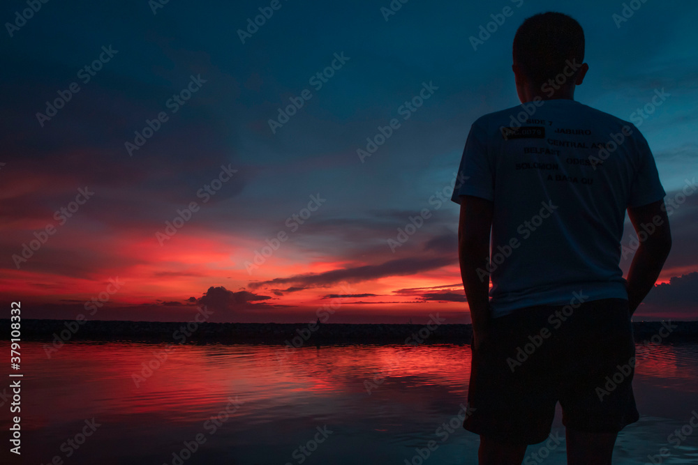 silhouette of a man in the sunset