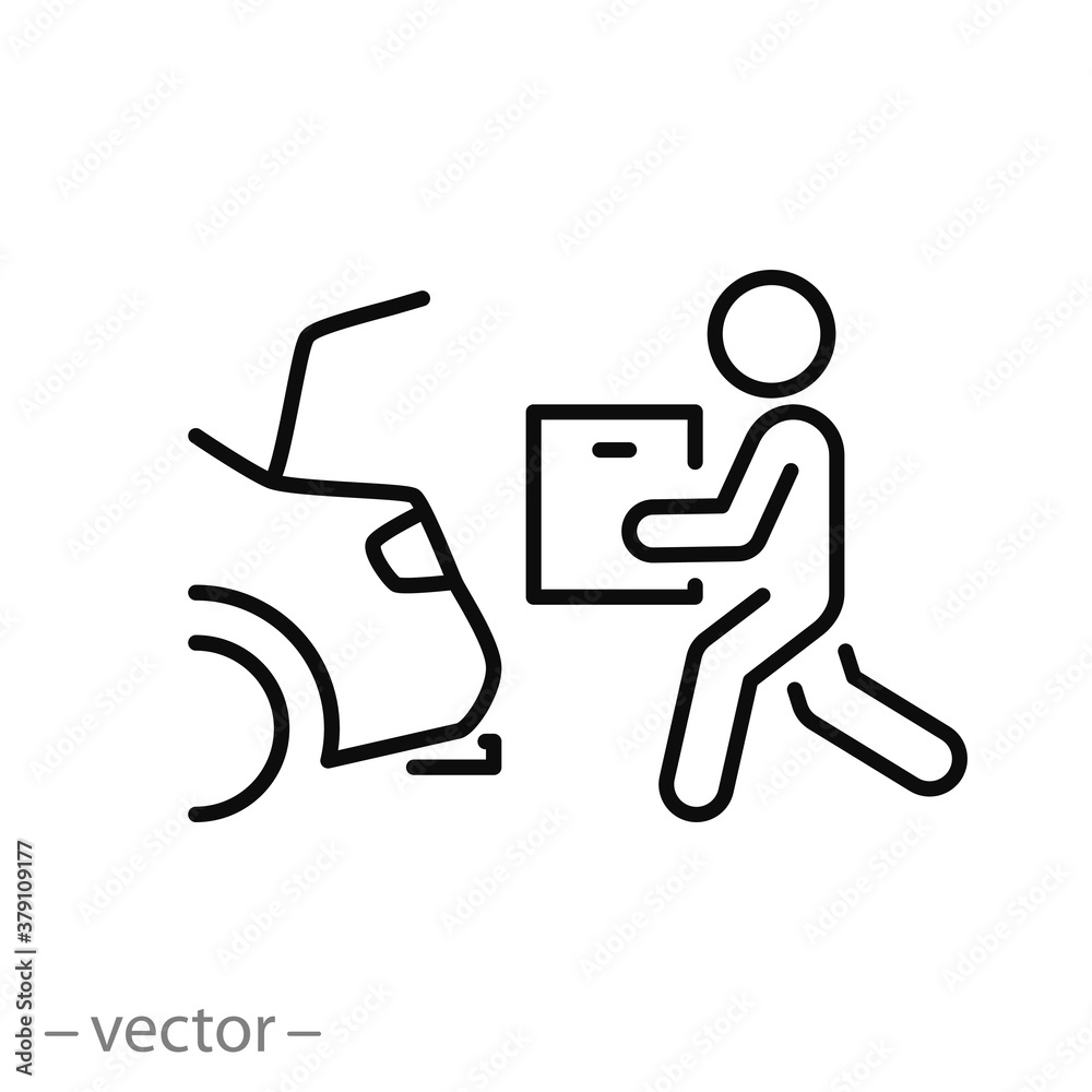 curbside pickup icon, contactless delivery food, parking shopping service, thin line simple web symbol on white background curbside pickup icon, contactless delivery food, parking shopping service, thin line simple web symbol on white background